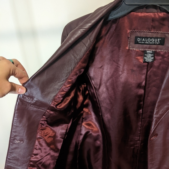 Dialogue Genuine Leather Burgundy Red Jacket Size S Woman - Picture 5 of 14